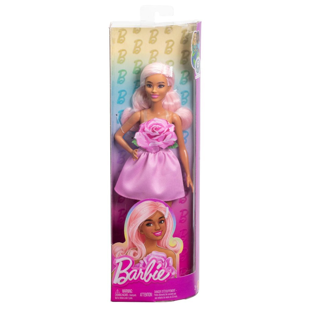 Barbie Fashionista Pop met Roze Roos Jurk - Afbeelding 2