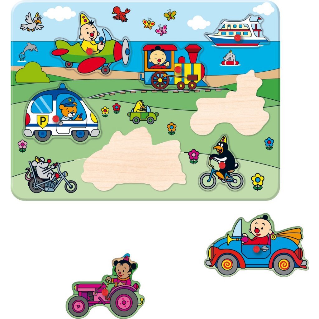 Bumba Houten Inlegpuzzel Voertuigen 7 Stukjes - Afbeelding 2