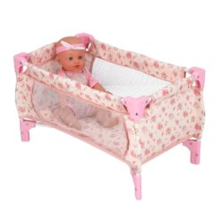 Alternative view of Poppenbed Opvouwbaar Bloemenpatroon Roze