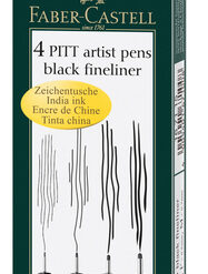 Faber Castell FC-167115 Tekenstift Faber-Castell Pitt Artist Pen Etui 4 Stuks Zwart M/F/S/XS