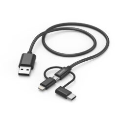 Alternative view of Hama 3in1 Multi-oplaadkabel USB-A - Micro-USB USB-C En Lightning 1,5 M Zwart
